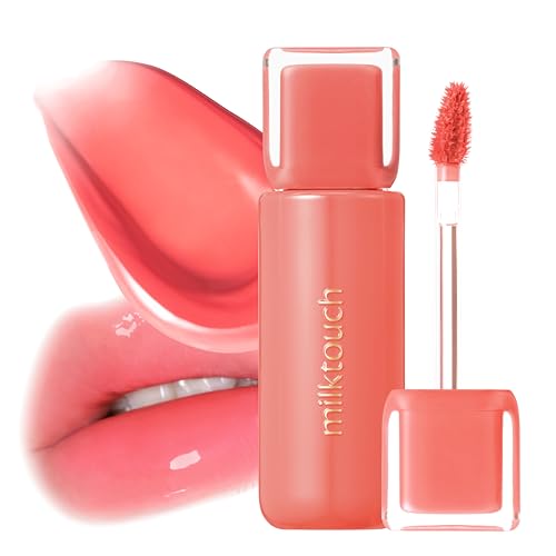 MILKTOUCH Jelly Lip Glow Tint - Hydrating Lip Gloss with Long-Lasting Moisture, Lip Stain, Lightweight, Radiant Shine, Perfect for Daily Use, Valentines Gifts, Korean Lip Oil (02 Peach on Top)