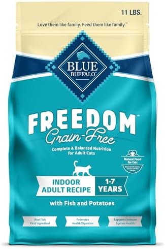 Blue Buffalo Freedom Grain-Free Adult Dry Cat Food, Complete & Balanced Nutrition for Indoor Cats, Made with Natural Ingredients, Whitefish Recipe, 11-lb. Bag
