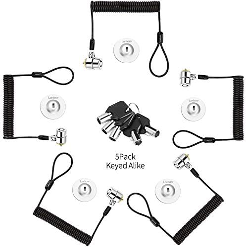 Keyed Alike 5Pack Security Hardware Cable Lock Kit,Retractable Cable Lock Portable Keyed Laptop Lock 5Keys 6.2Ft for Monitors, Laptops, MacBooks, Tablets, iPad,Mac Mini,