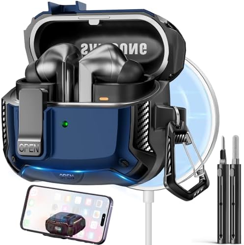 Compatible with Samsung Galaxy Buds 3 Case & Galaxy Buds 3 Pro Case with Phone Stand, Compatible with MagSafe,Powerful Drop Protection Design with Secure Lock Clip & Cleaning kit