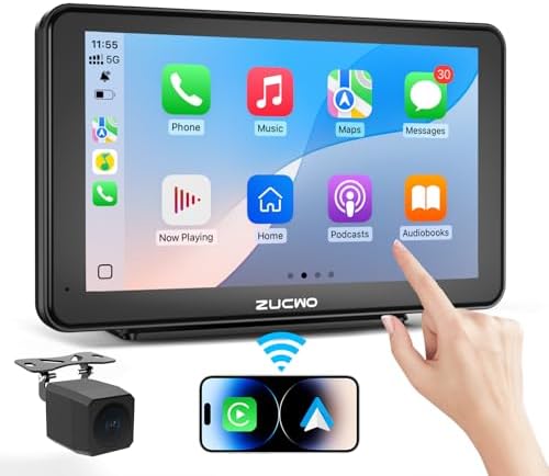 7 Inch Wireless CarPlay Screen for Car CarPlay and Android Auto HD Touchscreen Car Stereo with Bluetooth, Mirror Link & Navigation for All Vehicles