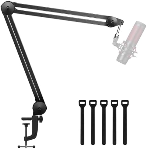 InnoGear Microphone Arm Stand, Heavy Duty Mic Arm Microphone Stand Suspension Scissor Boom Stands with Mic Clip and Cable Ties for Blue Yeti Snowball Hyper X QuadCast SoloCast Fifine Gaming(Large)
