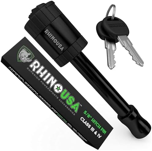 Rhino USA Trailer Hitch Pin (2 Inch) Patented 5/8" Locking Receiver Hitch Pins for Class III IV Hitches - Weatherproof Anti-Theft Lockable Pin with Debris Protection - Used to Tow Truck, etc - Black