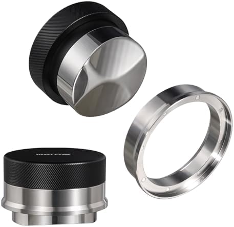 2 in 1 Design Gravity Distributor and Magnetic Dosing Funnel Combo, 53.3mm Adaptive Espresso Distributor and 54mm Stainless Steel Dosing Ring Set Compatible with Breville 54mm Portafilter