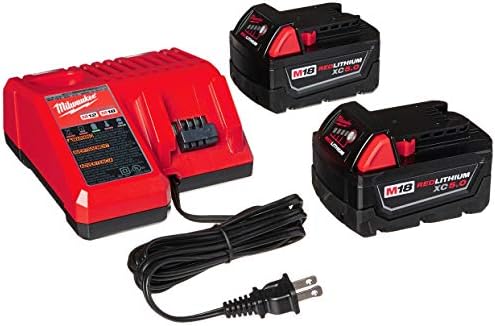 Milwaukee 48-59-1850 M18 RED LITHIUM XC 5.0 Ah Batteries (2) + 48-59-1812 M12 and M18 Multi Voltage Charger kit