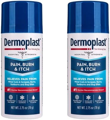 Dermoplast Pain, Burn & Itch Relief Spray for Minor Cuts, Burns and Bug Bites, 2.75 Oz, Pack of 2 (Packaging May Vary)