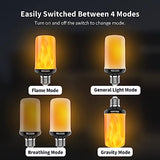 Morsatie 【Upgraded Flame】 LED Flame Light Bulbs, 4-Mode Flickering Light Bulbs with Upside Down Effect, E26 Fire Light Bulb for Halloween Christmas Party Porch Patio Indoor Outdoor Decoration, 4 Pack