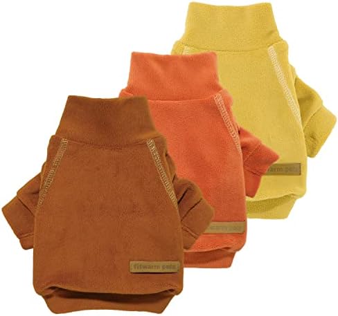 Fitwarm 3 Pack Classic Fleece Dog Sweater, Turtleneck Dog Sweatshirt, Dog Winter Clothes for Small Dogs BoyGirl, Pet Pullover Jumper, Cat Apparel, Orange, Yellow, Coffee, Medium