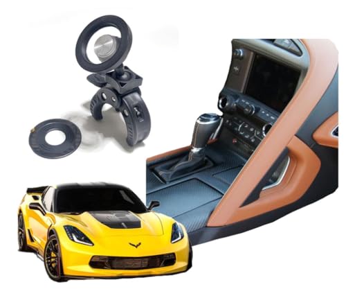 Phone Mount holder compatible with Chevy Corvette C7 Z06 Dashboard (2014-2019) center console | Compatible with Apple phones, wireless charging, magnetic and clamp on style attachments