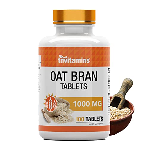 TNVITAMINS Oat Bran Tablets | 100 Tablets x 1,000 MG per Tablet | Oat Fiber Tablets | Soluble & Dietary Fiber Supplement | Supports Digestive Health * | High Potency Formula