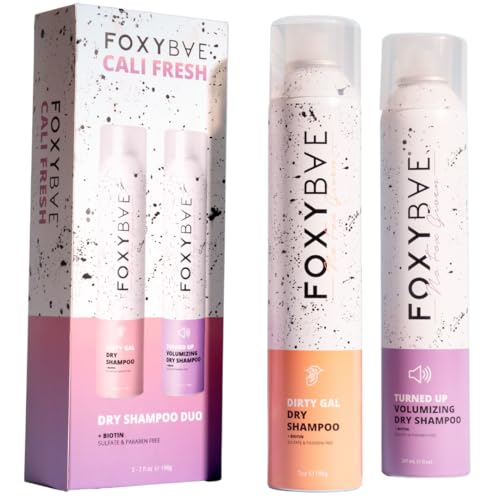 FoxyBae Dry Shampoo Duo Kit - with Biotin - Dirty Gal and Turned Up - Refreshes, Volumizing, Absorbs Oil - for All Hair Types - 2 x 7 Fl Oz