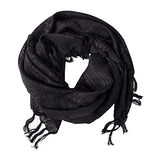 Military Shemagh Tactical Desert 100% Cotton Keffiyeh Scarf Wrap, one size, black