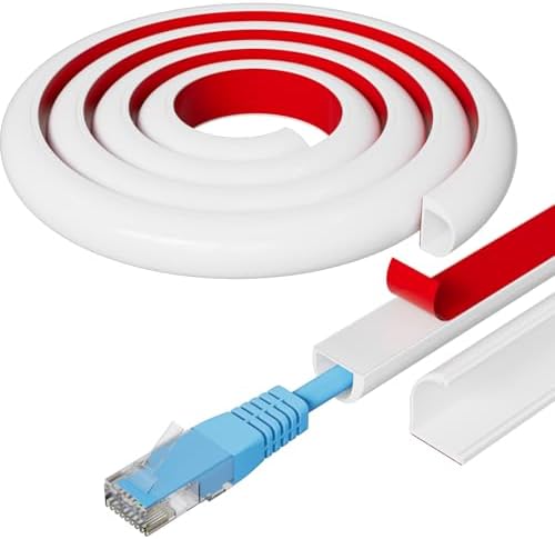 78" Side Buckle Cable Hider for 1 Cords,Extension Cord Covers for Wires On Wall,Adhesive Cord Hider for Wall Mount Tv,Paintable Wire Channel for Cable Concealer,Cable Raceway Home & Office,White