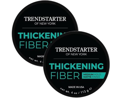 TRENDSTARTER - THICKENING FIBER (4oz) (PACK of 2) - Medium Hold - Matte Finish - Premium Hair Thickening Clay Pomade - Water-Based - All-Day Hold Styling Product