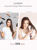 LANDOT Hot Hair Blow Dryer Brush: Upgraded Plus 2.0 Hot Air Brush - One-Step HairDryer Styler and Volumizer 4 in 1 for Drying Straightening Curling Volumizing Hair - Fight Frizz and Add Volume