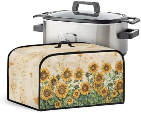 GLENLCWE Field Sunflower Crock Pot Cover Dust Cover Butterfly Slow Cooker Covers Oval Foldable Portable Dust Covers for 6qt Instant Pot and 6qt Slow Cooker Kitchen Accessories