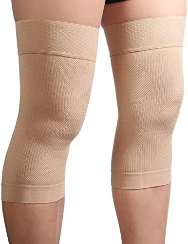 KEKING Orthopedic Brace for Tendinitis, Arthritis, ACL, MCL, Injury Recovery, Meniscus Tear, Knee Pain, Aching Knees, Patellar Tendonitis and Arthritis, Knee Compression Sleeves 2 Pack, Beige XL