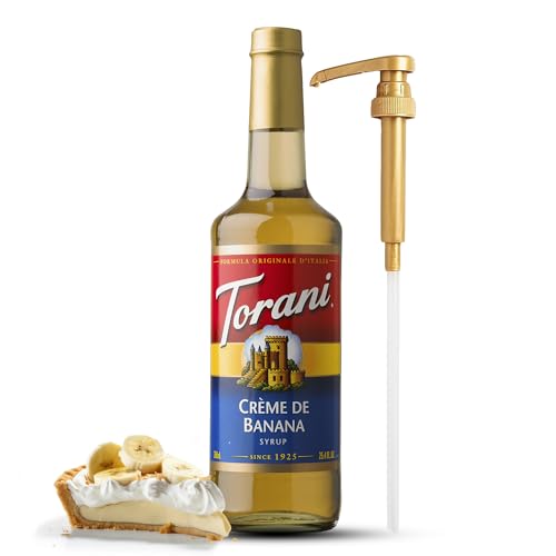 CREME DE Banana Syrup for Coffee & Cocktails 25.4 Ounces Coffee Flavoring for Drinks with Fresh Finest Coffee Syrup Pump