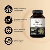 NatureBell Zinc Picolinate 100mg, 480 Count Capsules - Supports Immune System and Enzyme Function