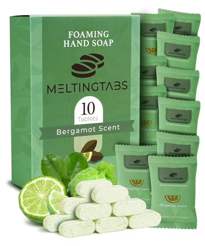 Foaming Hand Soap Refill Tablets - Bergamot Scent - Hand Wash Concentrate, Portable 10-Pack Travel Tablets