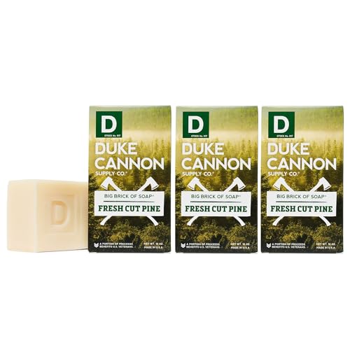 Duke Cannon Supply Co. Big Brick of Soap Bar for Men Fresh Cut Pine (Split Pine Scent) Multi-Pack - Superior Grade, Extra Large, Masculine Scents, All Skin Types, Paraben-Free, 10 oz (3 Pack)