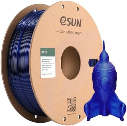 eSUN PETG Filament 1.75mm, 3D Printer Filament PETG, Dimensional Accuracy +/- 0.05mm, 1KG Spool (2.2 LBS) 3D Printing Filament for 3D Printers, Blue