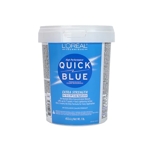 L'Oréal Technique Quick Blue High Performance Bleach | Professional Hair Bleaching Powder | No Drip Formula | Extra Strength Lightening Action Lifts Up To 7 Levels | Single Application | 1 Pound