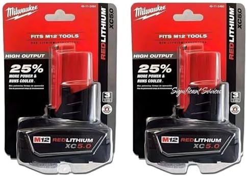 Milwaukee 48-11-2450 12V Lithium-Ion High Output 5Ah Battery 2 Pack