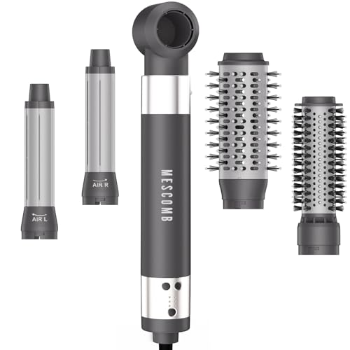 5 in 1 Hair Air Styler - Rotating Brush 110,000 RPM for Fast Drying, Automatic Wrap Curlers for Curling, Frizz-Free Styling Brush for Straightening and Volumizing with No Heat Damage (Gray)