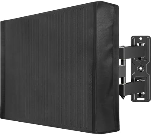 Mounting Dream Outdoor TV Cover for 53" to 55" TV with Fully Bottom Cover, Waterproof and Weatherproof TV Screen Protector for Outside TVs with Scratch Resistant Interior and Remote Control Pocket