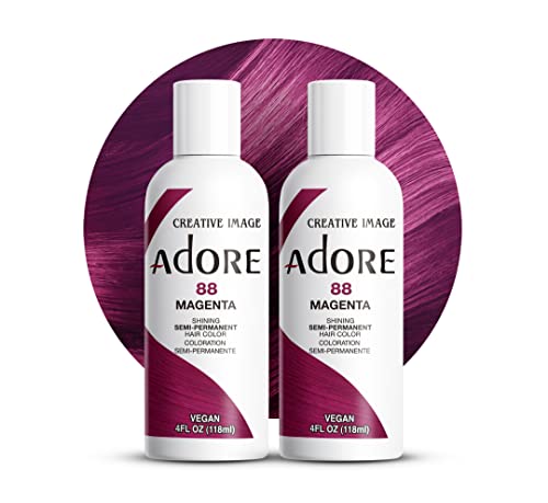 Adore Semi Permanent Hair Color - Vegan and Cruelty-Free Purple Hair Dye - 4 Fl Oz - 088 Magenta (Pack of 2)