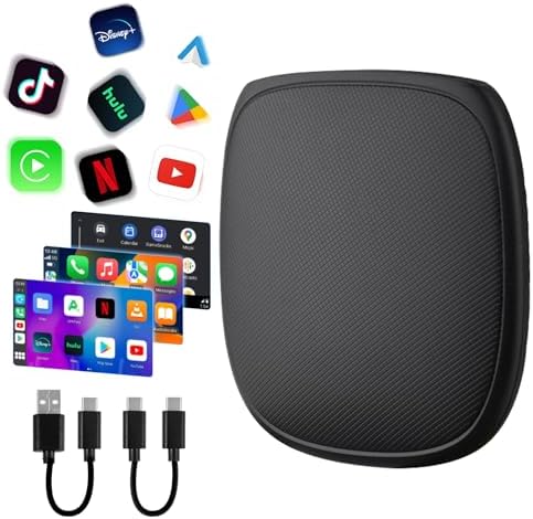 Magic Carplay Ai Box 2.0 Max, Supports Netflix/YouTube/Hulu/Tiktok/TF Card etc., Qualcomm Multi-Core Wireless Carplay & Android Auto Adapter for OEM Wired Carplay Cars
