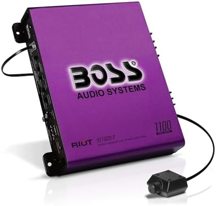 Boss Audio Systems R1100M-P Monoblock Car Amplifier - 1100 High Output, 2-8 Ohm Stable, Low/High Level Inputs, Low Pass Crossover, MOSFET Power Supply