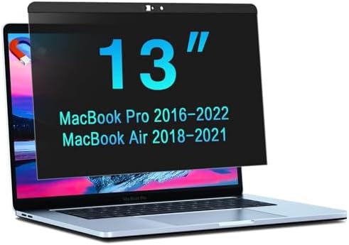 Magnetic Privacy Screen for MacBook Pro 13 Inch (2016-2022, M1/M2) & MacBook Air 13 Inch (2018-2021, M1), Removable Laptop Privacy Anti-Glare Blue Light Filter for MacBook Air/Pro 13.3 Inch