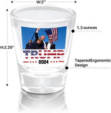 Pekuality Trump Shot Glass 1.5oz-2024 Survived Shot at Election Rally -Never Surrender Not Guilty Free - Trump Mug Shot Glass -Small Glass Cups Mug Gift (4 pcs)