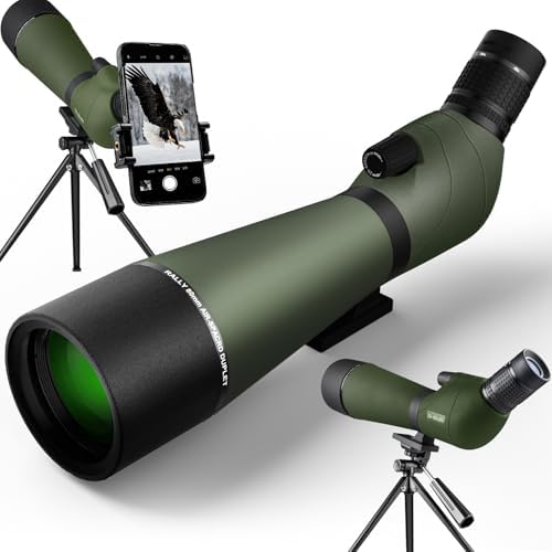 20-60x80 Spotting Scope with Tripod Phone Adapter Monocular Telescope Green
