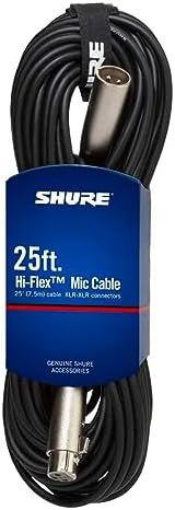 Shure C25J 25-foot Hi-Flex Cable with Chrome XLR Connectors, Black