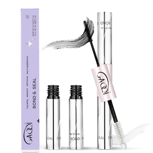 GAQQI Lash Cluster Glue, Lash Bond and Seal Waterproof, Bond & Seal Lash Glue for Eyelash Cluster, Lash Glue Black Long-Lasting 72H, Latex-Free（5ml+5ml）