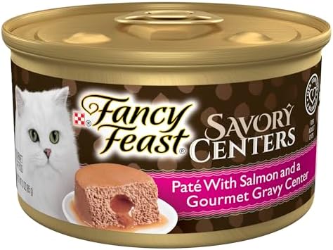 Purina Fancy Feast Savory Centers Salmon Pate Adult Wet Cat Food with a Gravy Center - (Pack of 24) 3 Oz. Cans
