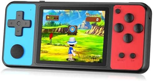 32 Bit Handheld Games for Kids Built-in 139 Video Games,3.0" IPS Screen Rechargeable Portable Arcade Gaming Player,Electronic Toys for Boys Girls Birthday Xmas Gift Blue-Red