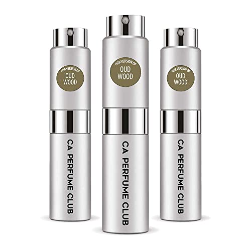 CA Perfume Impression of T. Ford Oud Wood For Men Replica Version Fragrance Dupes Concentrated Long Lasting Eau de Parfum Spray Refillable Atomizer Bottle 0.27 Fl Oz-X3
