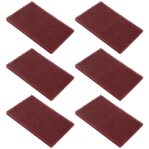 BokWin 6Pcs Scotch Brite 7447 Very Fine Grade General Purpose Sanding Hand Pads 200 x 125mm/8" x 5" Red
