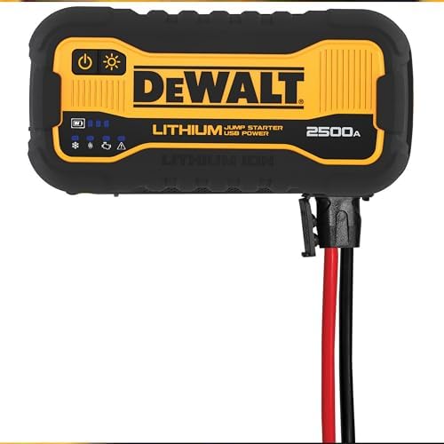 DEWALT DXAELJ25 2500 Peak Amp Portable Lithium Jump Starter with 25W Type C, 15W Type A, 60W Type C in/Out