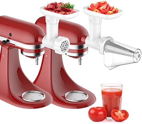 Fruit & Vegetable Strainer Attachment Set for Kitchenaid Stand Mixer, Includes Food Grinder Attachment with Sausage Stuffer Tubes and Juicer Auger, Meat Grinder Attachment for Kitchenaid by InnoMoon