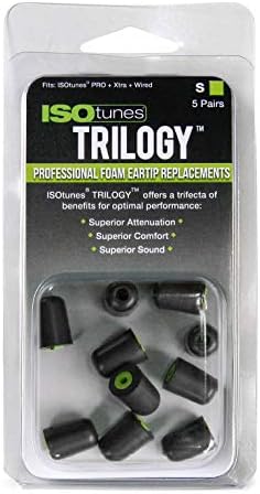 ISOtunes Trilogy™ Foam Replacement Eartips for ISOtunes PRO, Xtra, Wired (5 Pair Pack) (Small, Green)