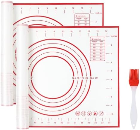 Silicone Baking Mat Small 2 Pack 16" x 12" Silicone Pastry Mats for Rolling Dough Kneading Non Slip BPA Free for Fondant/Pie Crust/Pizza/Cookies/Bread Oven Liner Kitchen Counter