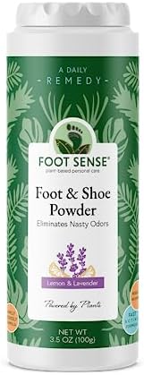 FOOT SENSE All Natural Smelly Foot & Shoe Powder - Foot Odor Eliminator lasts up to 6 months. Natural formula for smelly shoes and stinky feet. Protects disinfects & deodorizes.