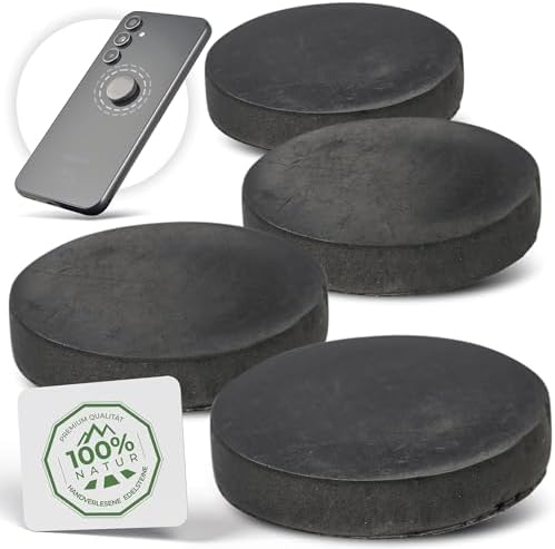 4X Shungite Stickers | Original from Karelia | Shungite Plate for Cell Phone, Smartphone, Tablet and Laptop | Shungite Sticker with Certificate from The Zazhoginskij Mine