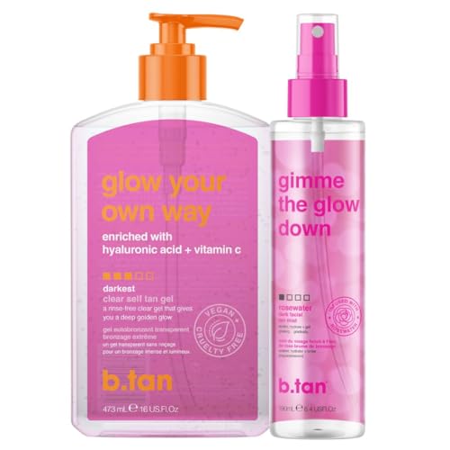 b.tan Clear Self Tan Gel & Face Mist Kit | Glow Your Own Way + Mist Bundle - Transfer-Resistant Self Tanning Gel with Gradual Self Tan Face Mist