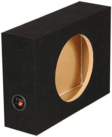 Q-Power Shallow Single 12 Inch Heavy Duty Sealed MDF Material Truck Audio Subwoofer Enclosure Box with Durable Carpeted Exterior, Charcoal Gray